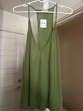 Free People Olive Green Ribbed V-Neck tank top